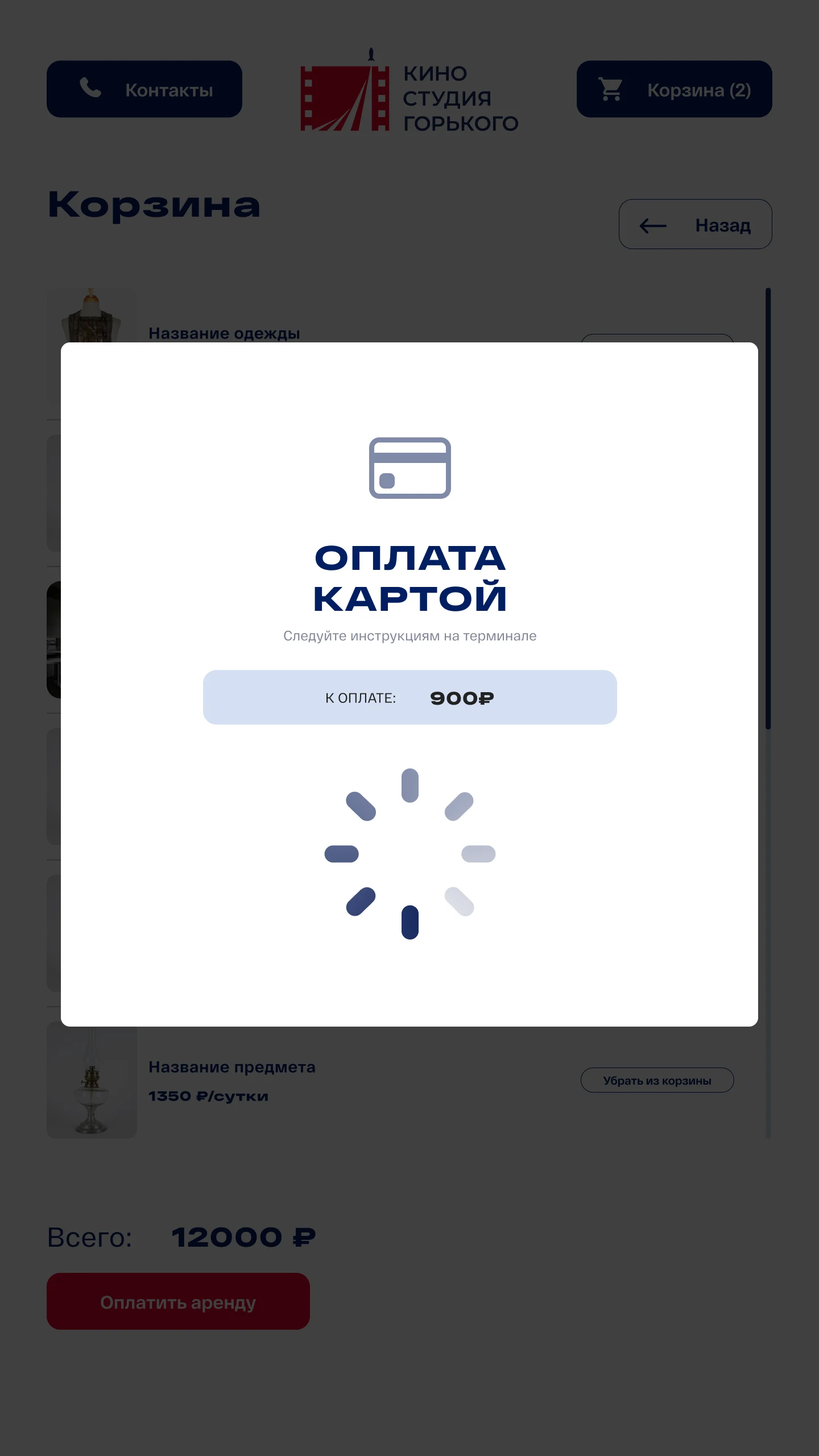 Оплата картой с подсказкой следовать инструкции на пин-паде