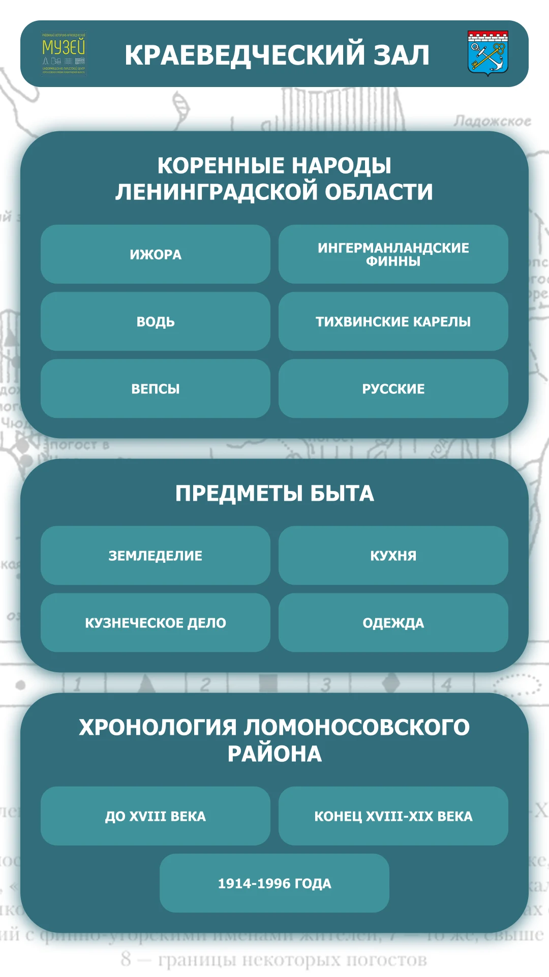 Краеведческий зал: коренные народы и хронология района