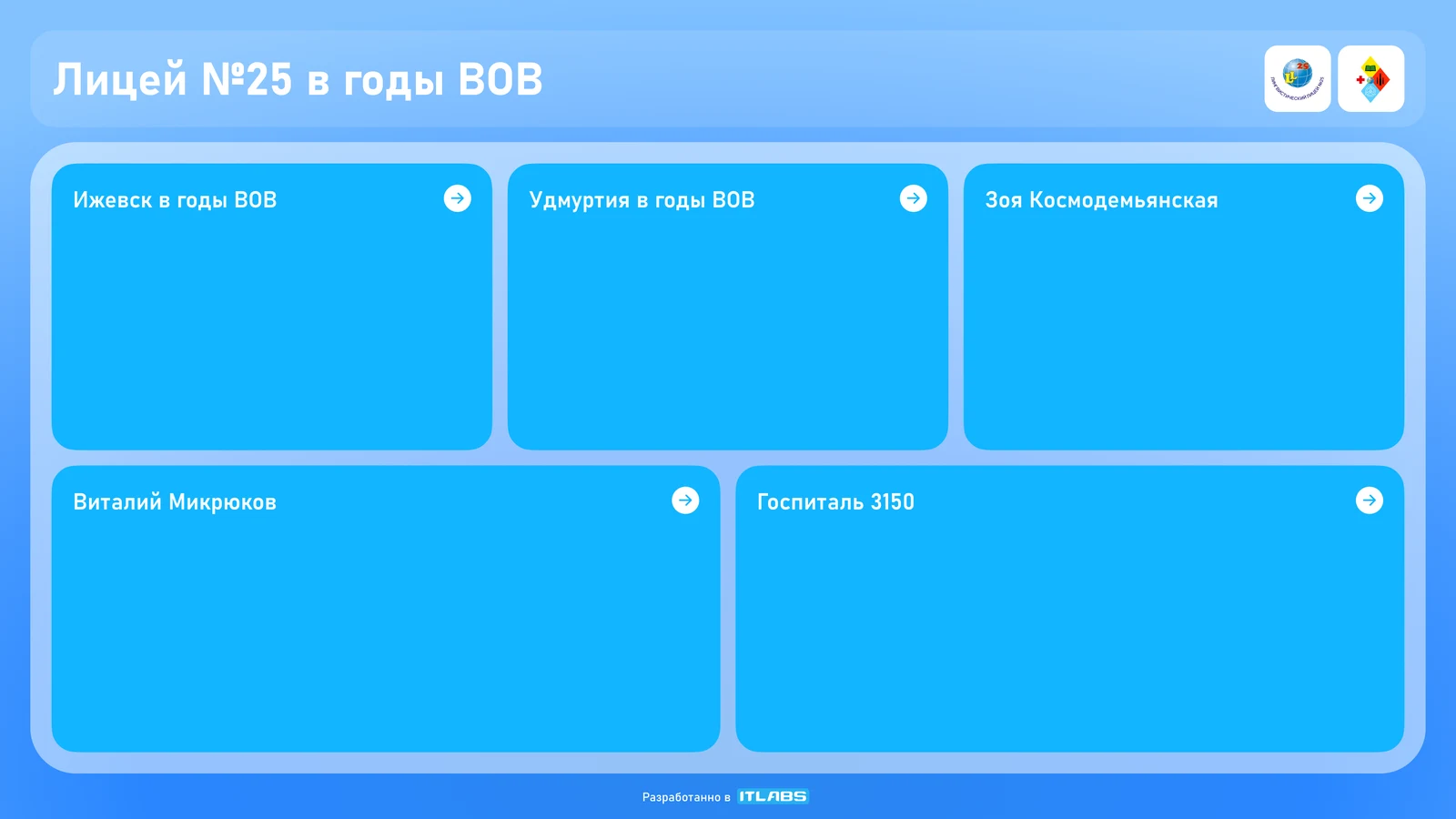Раздел о лицее в годы войны: плитки материалов