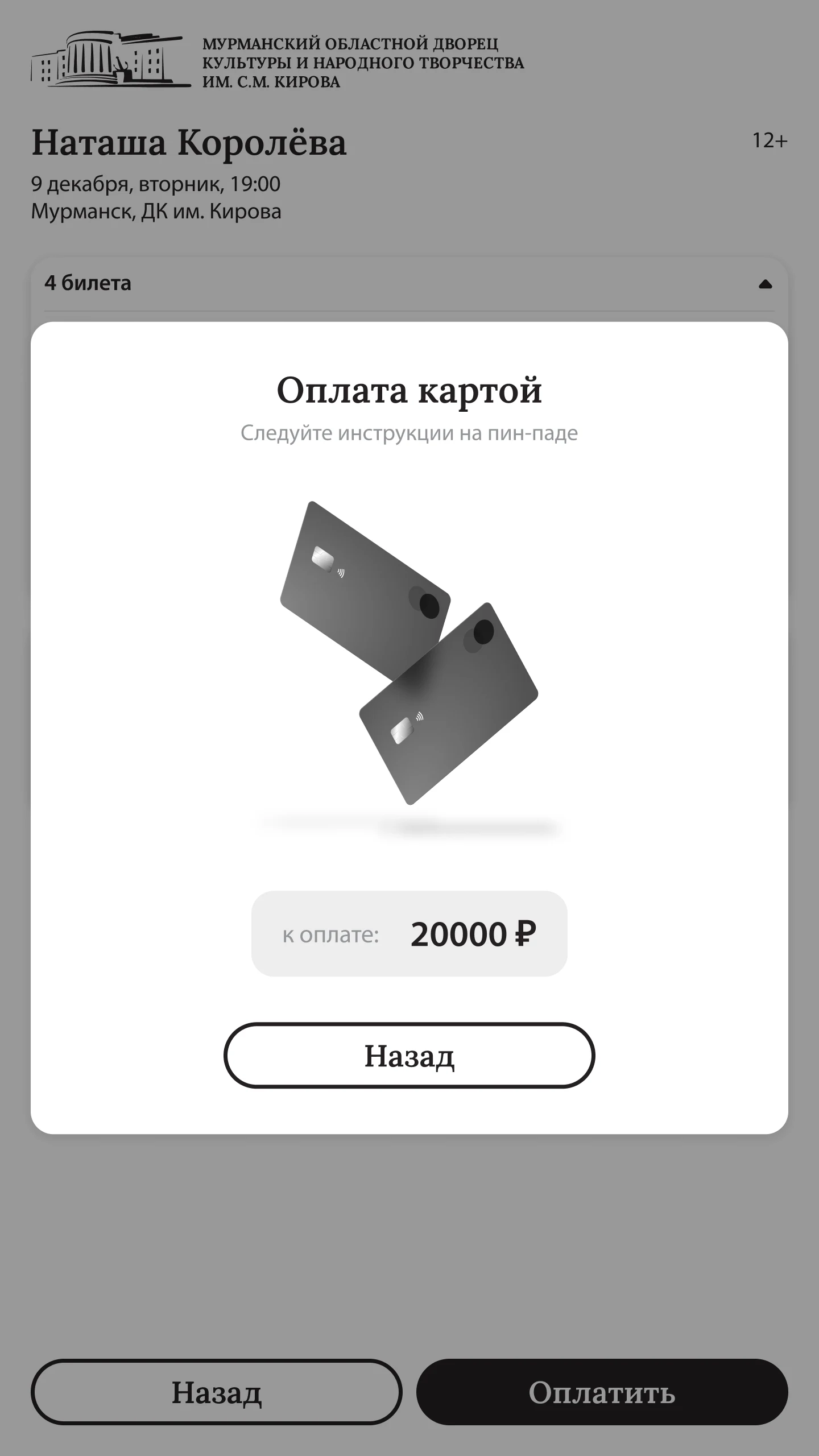 Оплата картой по инструкции на пин-паде