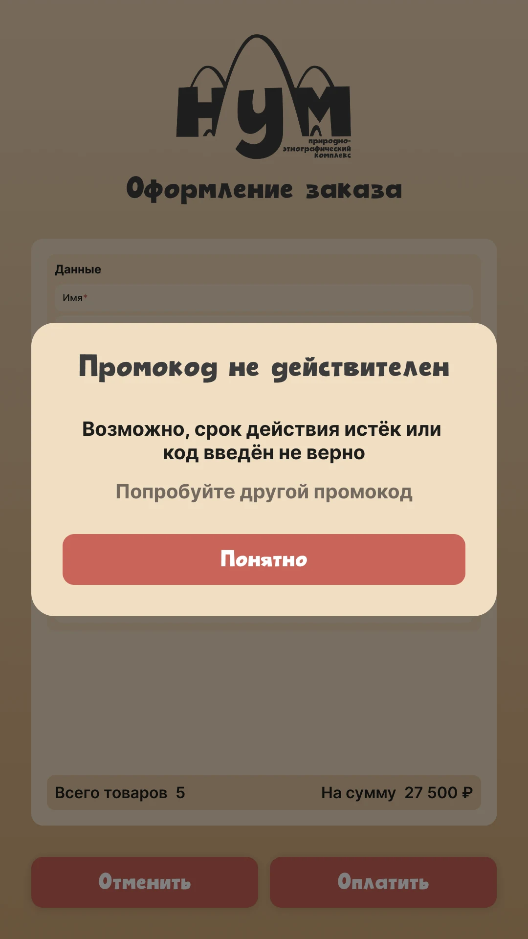 Понятное объяснение, если промокод не подошёл