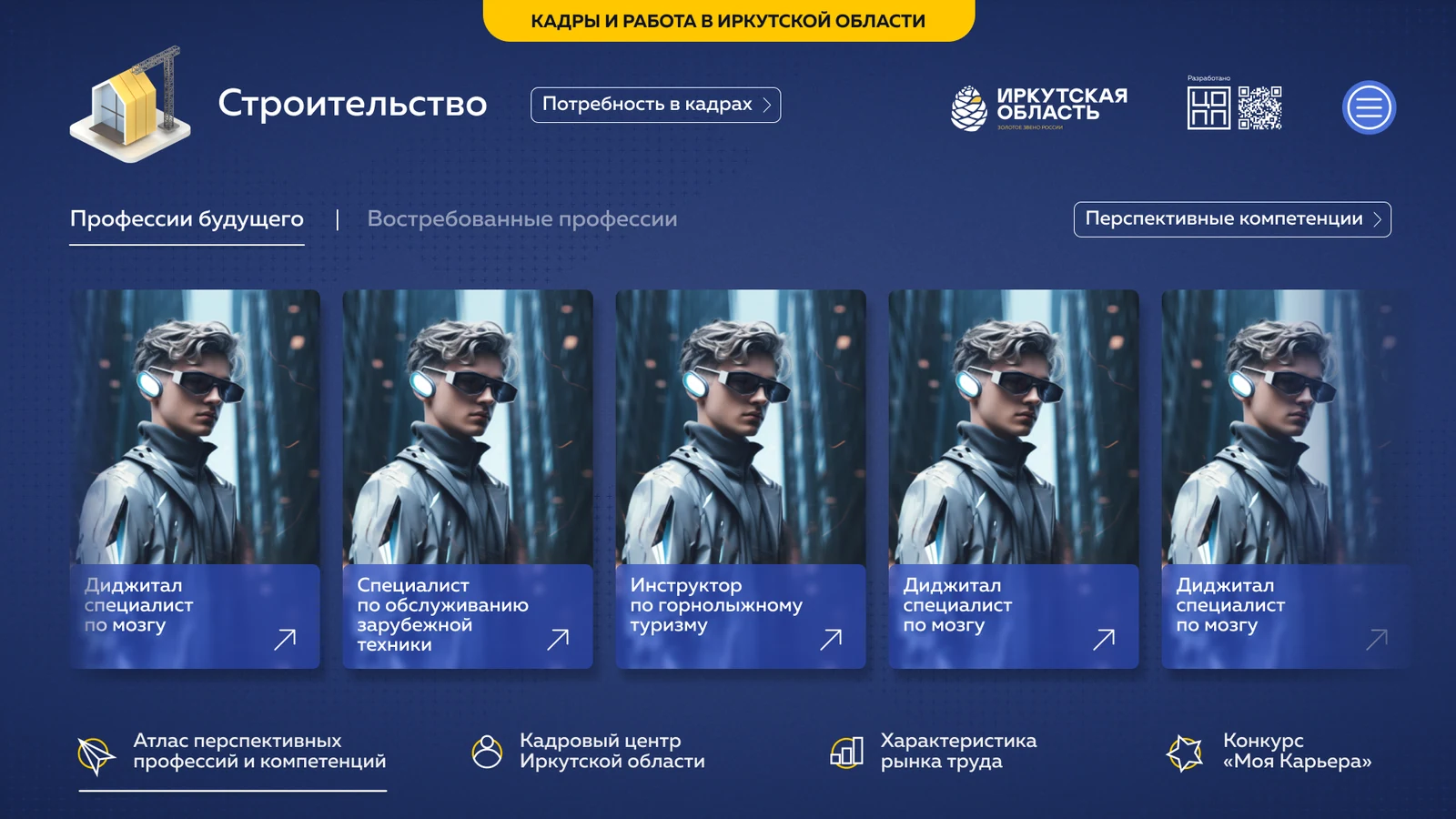 Атлас, отрасль «Строительство»: профессии будущего и востребованные профессии