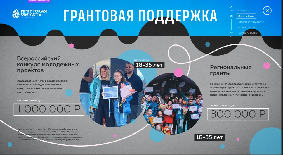 Приложение «Грантовая поддержка» на терминале ВДНХ, запущенное в режиме киоска из единой оболочки