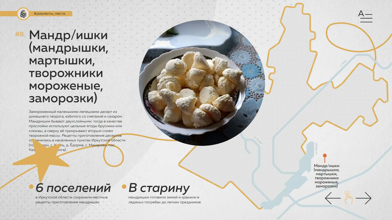 Раздел о промыслах региона: карточка с картой поселений