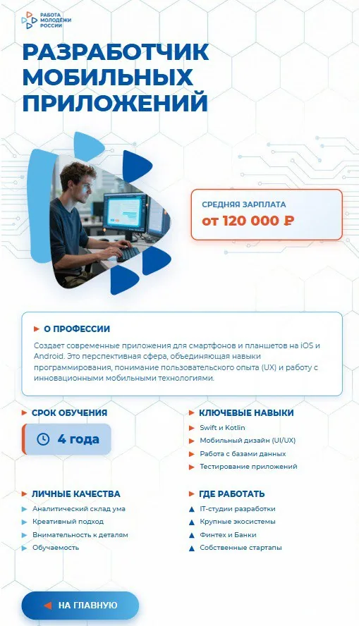 Карточка «Разработчик мобильных приложений»: навыки, качества, где работать