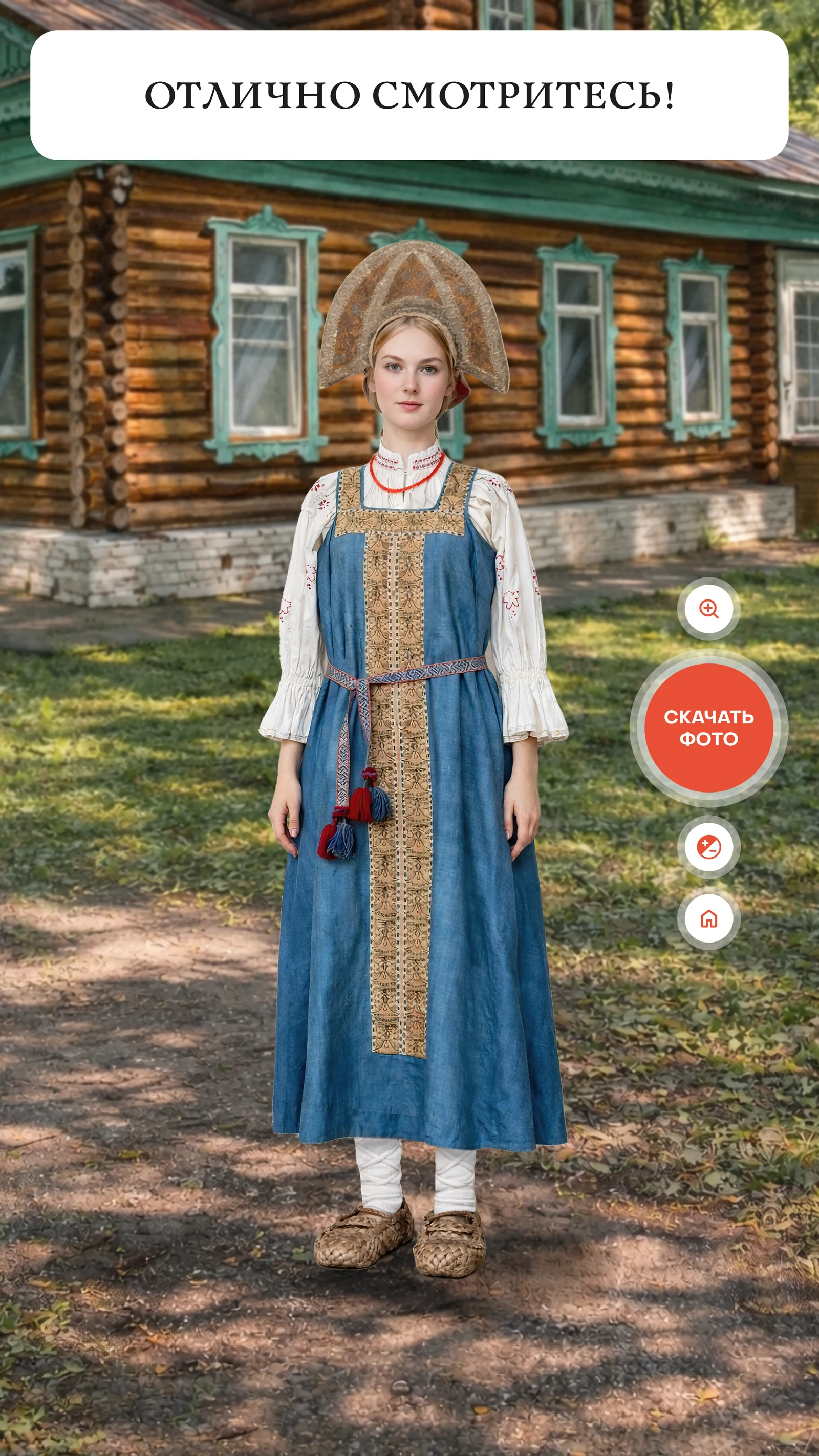 Результат примерки с предложением скачать фотографию