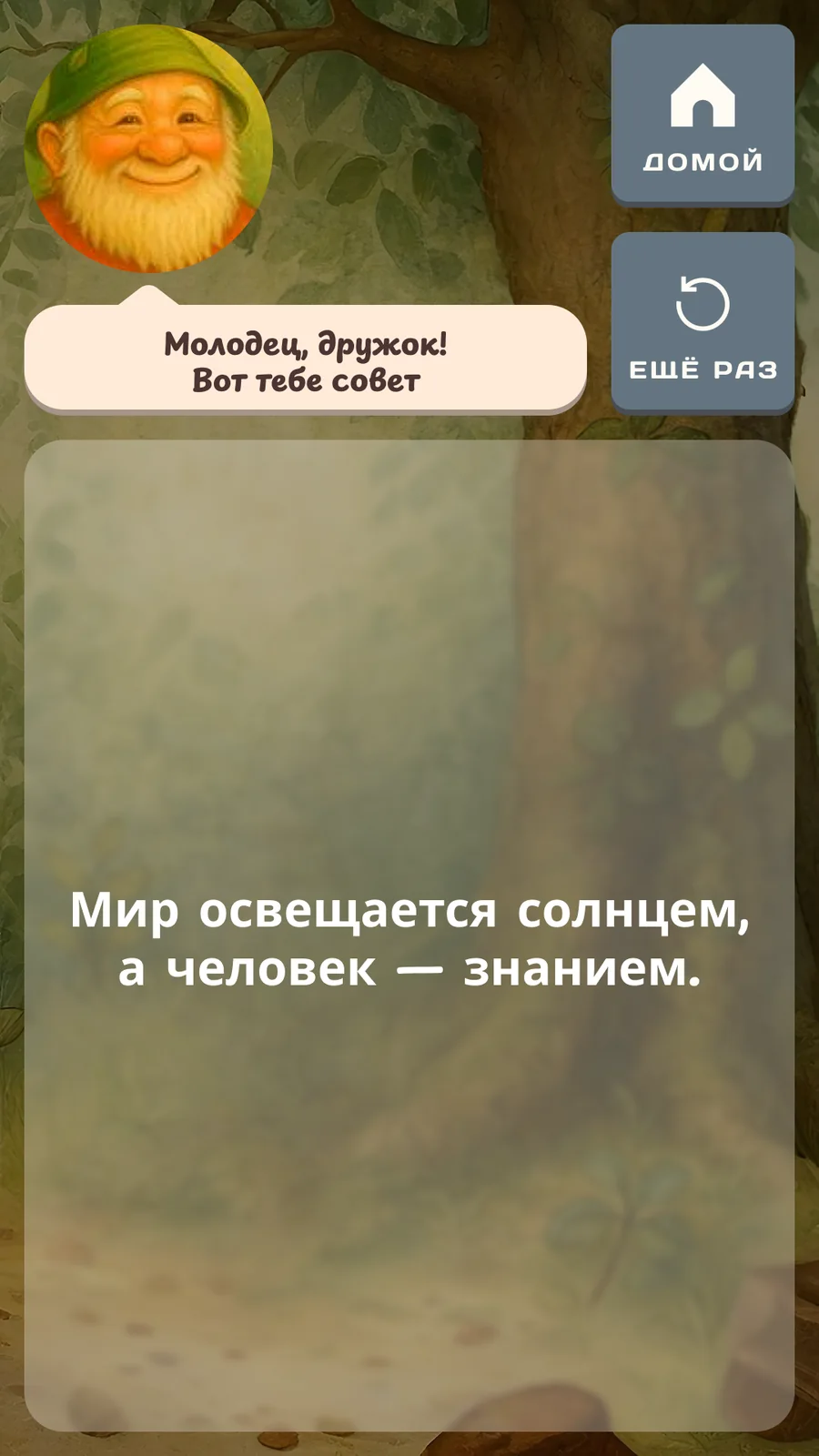 Лесовичок: Финал: мудрый совет за пять отгаданных загадок