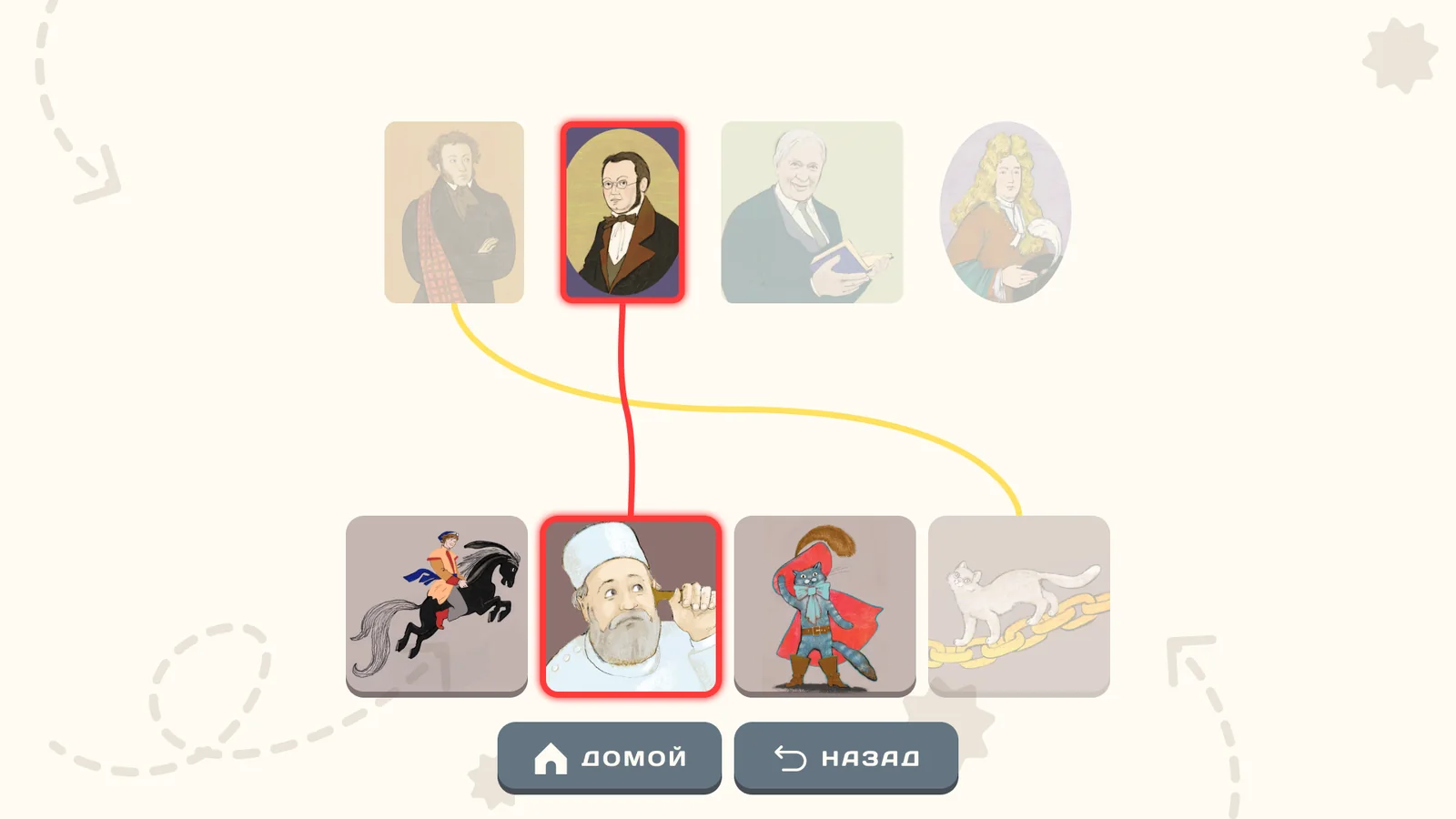 Портретная галерея сказочников: Неверная пара подсвечена красным