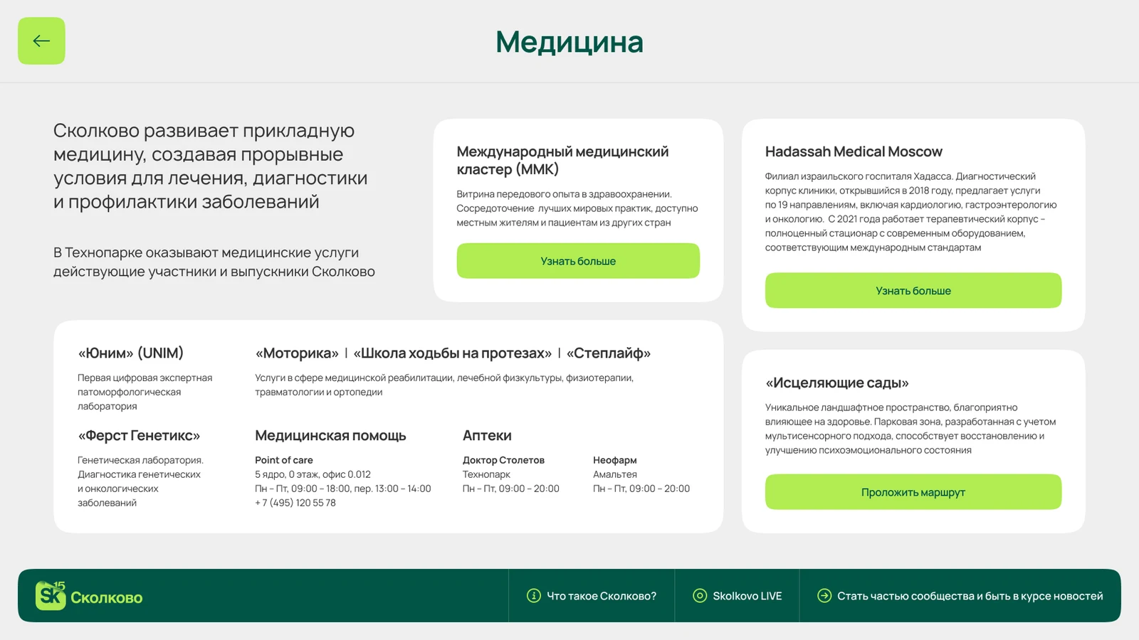 Медицинский кластер: клиники и сервисы на территории