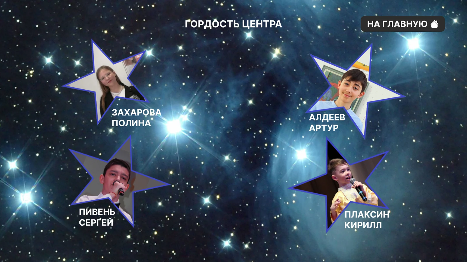«Гордость центра»: воспитанники в звёздах на тёмном небе