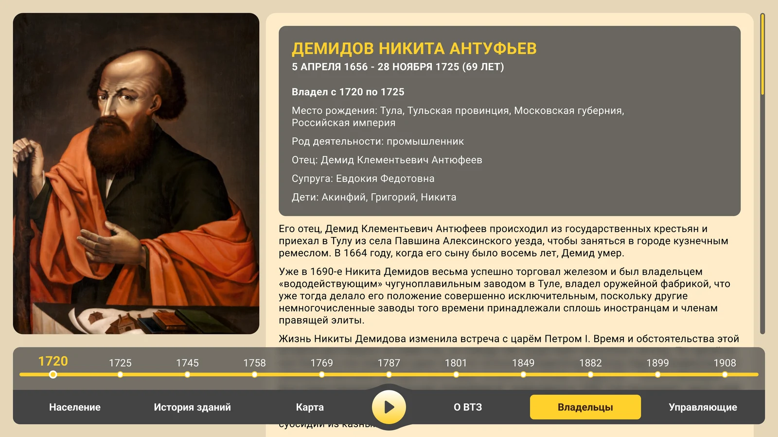 Карточка владельца: Никита Демидов — годы, семья и биография